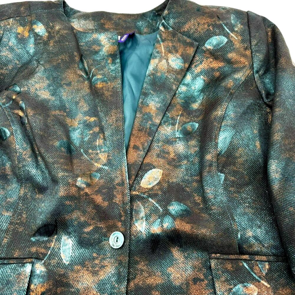 Catherines 3XWP 26/28‎ Maggie Barnes Blazer Jacket Metallic shiny blue copper